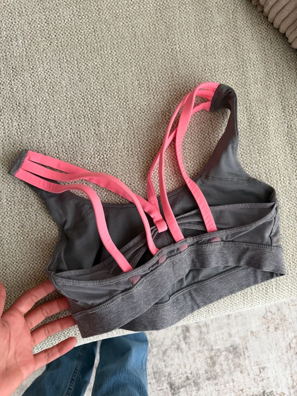 Women's Gray & Pink Strappy Sports Bra - lululemon